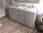 VHG MS-2060-DWQSQ-GR-NM Caroline 60" Single Bath Vanity in Gray with White Quartz Top and Square Sink