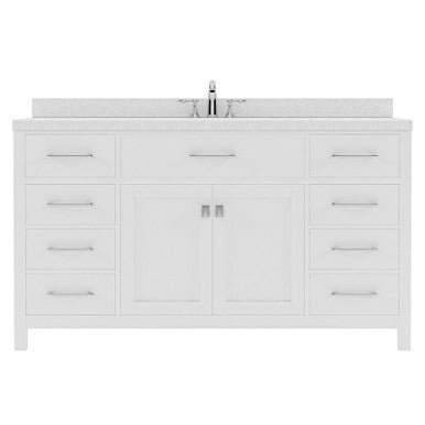 VHG MS-2060-DWQSQ-WH-NM Caroline 60" Single Bath Vanity in White with White Quartz Top and Square Sink