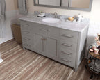 VHG MS-2060-WMRO-GR-NM Caroline 60" Single Bath Vanity in Gray with White Marble Top and Round Sink