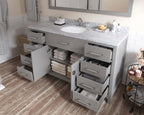 VHG MS-2060-WMRO-GR-NM Caroline 60" Single Bath Vanity in Gray with White Marble Top and Round Sink