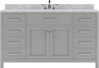 VHG MS-2060-WMRO-GR-NM Caroline 60" Single Bath Vanity in Gray with White Marble Top and Round Sink