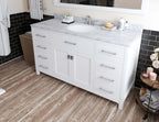 VHG MS-2060-WMRO-WH-NM Caroline 60" Single Bath Vanity in White with White Marble Top and Round Sink