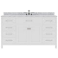 VHG MS-2060-WMRO-WH-NM Caroline 60" Single Bath Vanity in White with White Marble Top and Round Sink