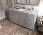 VHG MS-2060-WMSQ-GR-NM Caroline 60" Single Bath Vanity in Gray with White Marble Top and Square Sink