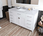 VHG MS-2060-WMSQ-WH-NM Caroline 60" Single Bath Vanity in White with White Marble Top and Square Sink
