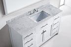 VHG MS-2060-WMSQ-WH-NM Caroline 60" Single Bath Vanity in White with White Marble Top and Square Sink