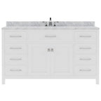 VHG MS-2060-WMSQ-WH-NM Caroline 60" Single Bath Vanity in White with White Marble Top and Square Sink