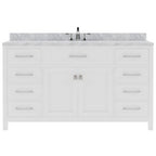 VHG MS-2060-WMSQ-WH-NM Caroline 60" Single Bath Vanity in White with White Marble Top and Square Sink