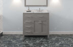 VHG MS-2136L-CMRO-GR-NM Caroline Parkway 36" Single Bath Vanity in Gray with Cultured Marble Quartz Top and Round Sink