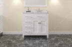 VHG MS-2136L-CMRO-WH-NM Caroline Parkway 36" Single Bath Vanity in White with Cultured Marble Quartz Top and Round Sink