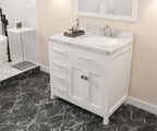 VHG MS-2136L-CMRO-WH-NM Caroline Parkway 36" Single Bath Vanity in White with Cultured Marble Quartz Top and Round Sink