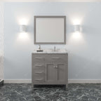VHG MS-2136L-CMSQ-GR-NM Caroline Parkway 36" Single Bath Vanity in Gray with Cultured Marble Quartz Top and Square Sink