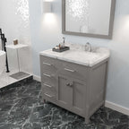 VHG MS-2136L-CMSQ-GR-NM Caroline Parkway 36" Single Bath Vanity in Gray with Cultured Marble Quartz Top and Square Sink