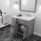 VHG MS-2136L-CMSQ-GR-NM Caroline Parkway 36" Single Bath Vanity in Gray with Cultured Marble Quartz Top and Square Sink