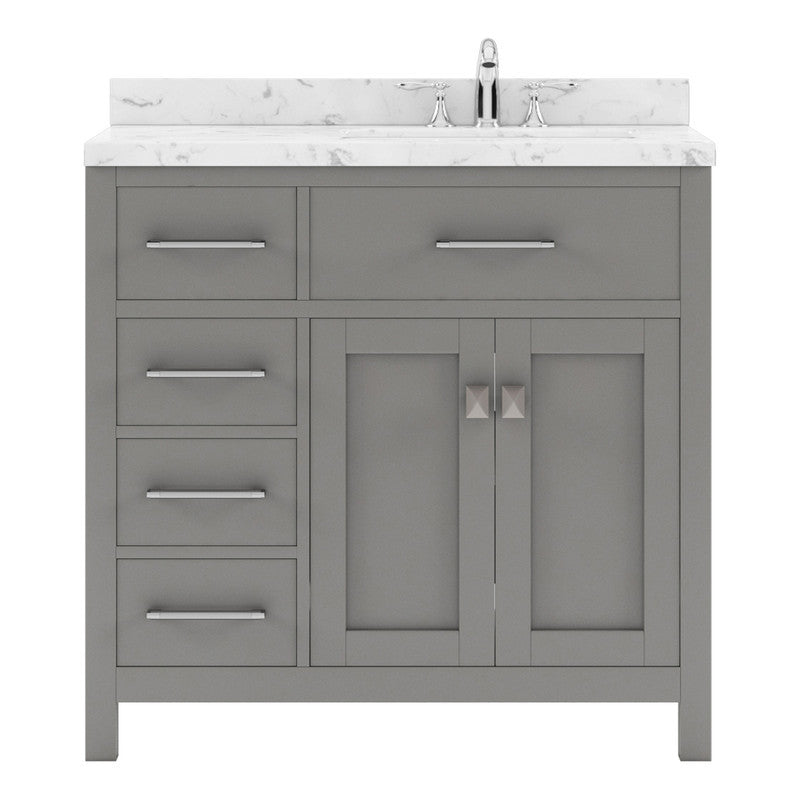 VHG MS-2136L-CMRO-GR-NM Caroline Parkway 36" Single Bath Vanity in Gray with Cultured Marble Quartz Top and Round Sink