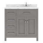 VHG MS-2136L-CMSQ-GR-NM Caroline Parkway 36" Single Bath Vanity in Gray with Cultured Marble Quartz Top and Square Sink