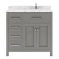 VHG MS-2136L-CMSQ-GR-NM Caroline Parkway 36" Single Bath Vanity in Gray with Cultured Marble Quartz Top and Square Sink