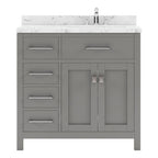 VHG MS-2136L-CMSQ-GR-NM Caroline Parkway 36" Single Bath Vanity in Gray with Cultured Marble Quartz Top and Square Sink