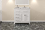 VHG MS-2136L-CMSQ-WH-NM Caroline Parkway 36" Single Bath Vanity in White with Cultured Marble Quartz Top and Square Sink