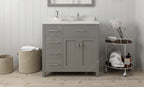 VHG MS-2136L-DWQRO-GR-NM Caroline Parkway 36" Single Bath Vanity in Gray with White Quartz Top and Round Sink