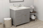 VHG MS-2136L-DWQRO-GR-NM Caroline Parkway 36" Single Bath Vanity in Gray with White Quartz Top and Round Sink