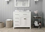VHG MS-2136L-DWQRO-WH-NM Caroline Parkway 36" Single Bath Vanity in White with White Quartz Top and Round Sink