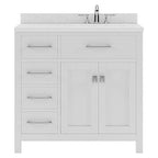 VHG MS-2136L-DWQRO-WH-NM Caroline Parkway 36" Single Bath Vanity in White with White Quartz Top and Round Sink