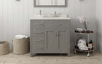 VHG MS-2136L-DWQSQ-GR-NM Caroline Parkway 36" Single Bath Vanity in Gray with White Quartz Top and Square Sink