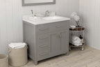 VHG MS-2136L-DWQSQ-GR-NM Caroline Parkway 36" Single Bath Vanity in Gray with White Quartz Top and Square Sink
