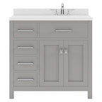 VHG MS-2136L-DWQSQ-GR-NM Caroline Parkway 36" Single Bath Vanity in Gray with White Quartz Top and Square Sink