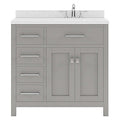 VHG MS-2136L-DWQSQ-GR-NM Caroline Parkway 36" Single Bath Vanity in Gray with White Quartz Top and Square Sink