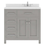 VHG MS-2136L-DWQSQ-GR-NM Caroline Parkway 36" Single Bath Vanity in Gray with White Quartz Top and Square Sink