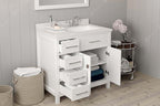 VHG MS-2136L-DWQSQ-WH-NM Caroline Parkway 36" Single Bath Vanity in White with White Quartz Top and Square Sink