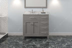 VHG MS-2136R-CMRO-GR-NM Caroline Parkway 36" Single Bath Vanity in Gray with Cultured Marble Quartz Top and Round Sink