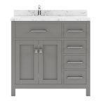 VHG MS-2136R-CMSQ-GR-NM Caroline Parkway 36" Single Bath Vanity in Gray with Cultured Marble Quartz Top and Square Sink