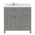 VHG MS-2136R-CMSQ-GR-NM Caroline Parkway 36" Single Bath Vanity in Gray with Cultured Marble Quartz Top and Square Sink