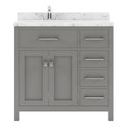 VHG MS-2136R-CMSQ-GR-NM Caroline Parkway 36" Single Bath Vanity in Gray with Cultured Marble Quartz Top and Square Sink