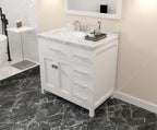 VHG MS-2136R-CMRO-WH-NM Caroline Parkway 36" Single Bath Vanity in White with Cultured Marble Quartz Top and Round Sink