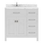 VHG MS-2136R-CMSQ-WH-NM Caroline Parkway 36" Single Bath Vanity in White with Cultured Marble Quartz Top and Square Sink