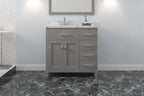 VHG MS-2136R-CMSQ-GR-NM Caroline Parkway 36" Single Bath Vanity in Gray with Cultured Marble Quartz Top and Square Sink