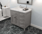 VHG MS-2136R-CMSQ-GR-NM Caroline Parkway 36" Single Bath Vanity in Gray with Cultured Marble Quartz Top and Square Sink