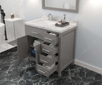 VHG MS-2136R-CMSQ-GR-NM Caroline Parkway 36" Single Bath Vanity in Gray with Cultured Marble Quartz Top and Square Sink