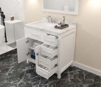 VHG MS-2136R-CMSQ-WH-NM Caroline Parkway 36" Single Bath Vanity in White with Cultured Marble Quartz Top and Square Sink