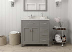 VHG MS-2136R-DWQRO-GR-NM Caroline Parkway 36" Single Bath Vanity in Gray with White Quartz Top and Round Sink