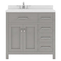 VHG MS-2136R-DWQRO-GR-NM Caroline Parkway 36" Single Bath Vanity in Gray with White Quartz Top and Round Sink