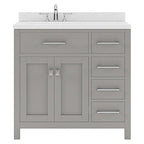 VHG MS-2136R-DWQRO-GR-NM Caroline Parkway 36" Single Bath Vanity in Gray with White Quartz Top and Round Sink