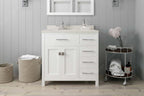 VHG MS-2136R-DWQRO-WH-NM Caroline Parkway 36" Single Bath Vanity in White with White Quartz Top and Round Sink