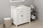 VHG MS-2136R-DWQRO-WH-NM Caroline Parkway 36" Single Bath Vanity in White with White Quartz Top and Round Sink