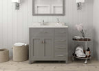 VHG MS-2136R-DWQSQ-GR-NM Caroline Parkway 36" Single Bath Vanity in Gray with White Quartz Top and Square Sink