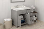 VHG MS-2136R-DWQSQ-GR-NM Caroline Parkway 36" Single Bath Vanity in Gray with White Quartz Top and Square Sink